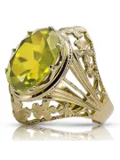 Or jaune 8 carats Yellow Peridot Anneau Bijoux vintage vrc031x-yp Art Deco Bijoux Art Déco russes, style URSS